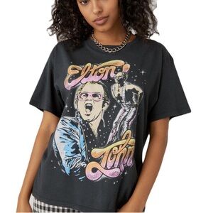Daydreamer Black Elton John Graphic Tee with Pastel Print